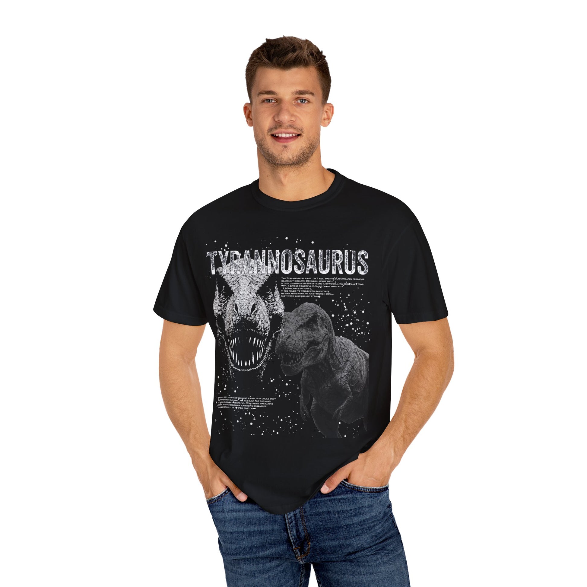 Dinosaur Graphic T-Shirt - Tyrannosaurus Tee, Unisex, Casual Wear, Gift for Dino Lovers, Unique Designs, Everyday Fashion